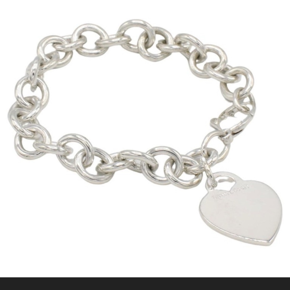 Tiffany & Co. Sterling Silver Heart Charm Chain Link Bracelet - Picture 1 of 8